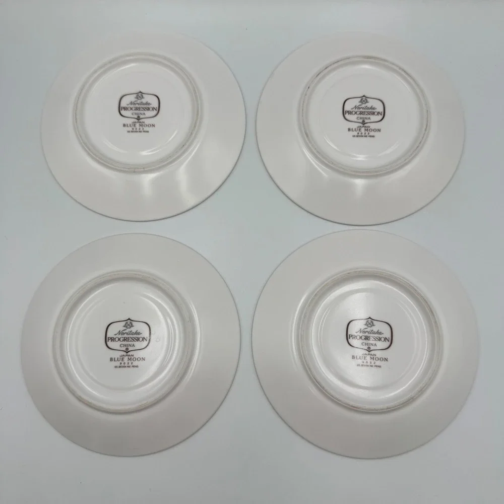 Noritake Saucers White Blue Moon 9022 Progression China Set of‎ 4